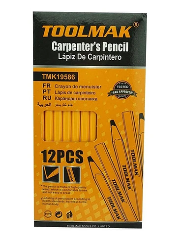 Lápiz Carpintero Madera Albañil Construcción 12 Pcs Toolmak 1