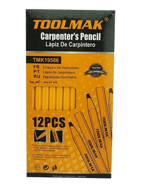 Lápiz Carpintero Madera Albañil Construcción 12 Pcs Toolmak 1