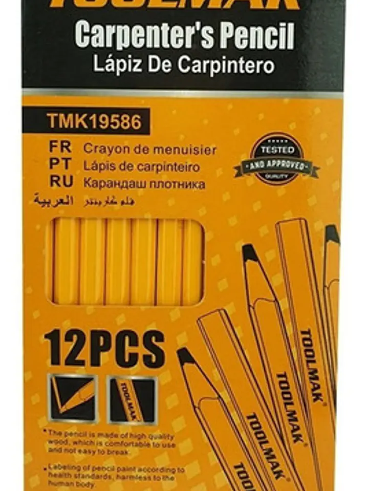 Lápiz Carpintero Madera Albañil Construcción 12 Pcs Toolmak 1