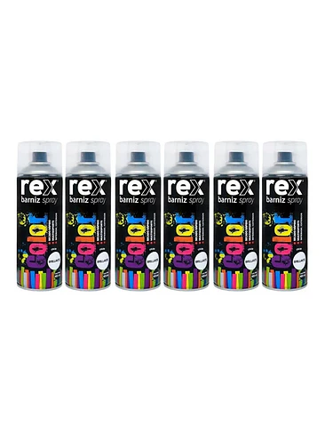 Pack 6 Barniz En Spray Profesional Secado Rápido Rex 400ml 1