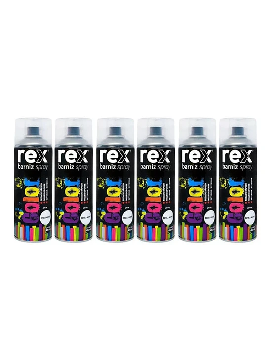 Pack 6 Barniz En Spray Profesional Secado Rápido Rex 400ml 1