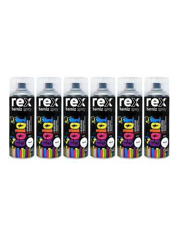 Pack 6 Barniz En Spray Profesional Secado Rápido Rex 400ml 3