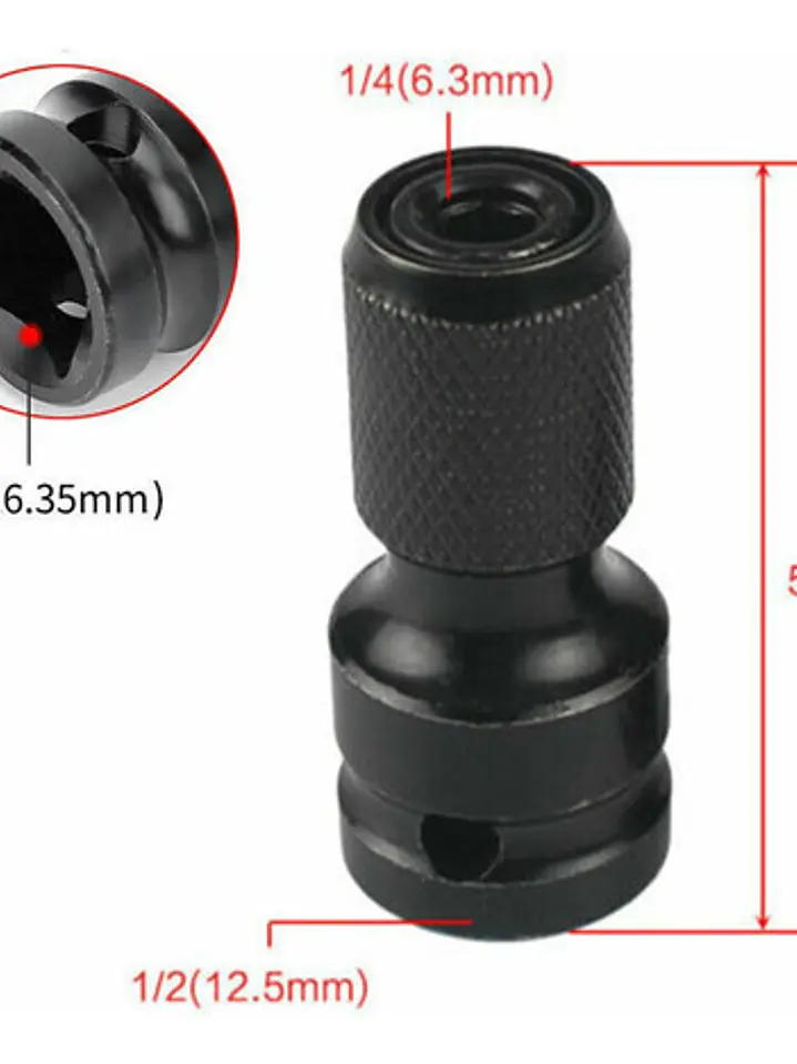 Adaptador Llave De Impacto Cuadrante 1/2 A 1/4 Hex 2