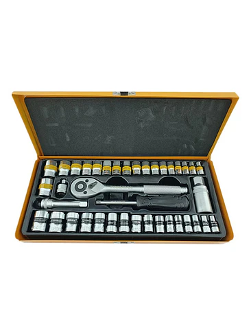 Set Kit Jgo De Dado 1/4 3/8 Milimétrico Pulgada 40 Pcs  Tmk 1