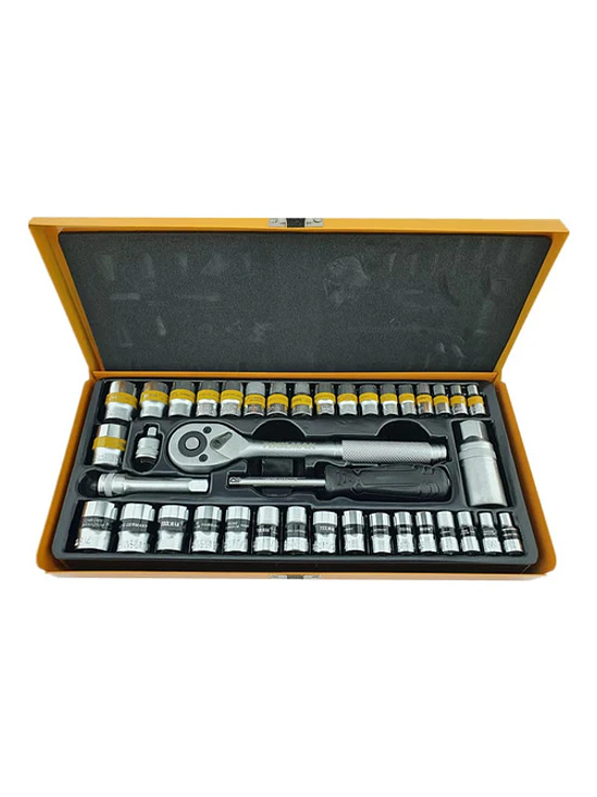 Set Kit Jgo De Dado 1/4 3/8 Milimétrico Pulgada 40 Pcs  Tmk 1