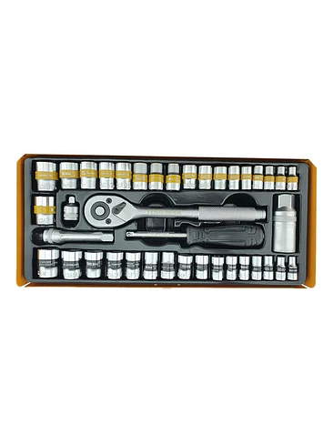 Set Kit Jgo De Dado 1/4 3/8 Milimétrico Pulgada 40 Pcs  Tmk 3