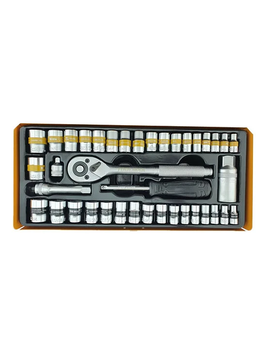 Set Kit Jgo De Dado 1/4 3/8 Milimétrico Pulgada 40 Pcs  Tmk 3