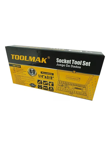 Set Kit Jgo De Dado 1/4 3/8 Milimétrico Pulgada 40 Pcs  Tmk 4
