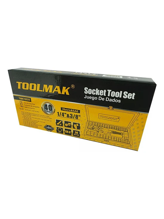 Set Kit Jgo De Dado 1/4 3/8 Milimétrico Pulgada 40 Pcs  Tmk 4