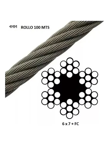 Piola O Cable De Acero 4mm Rollo 100 Mts Galvanizado  2
