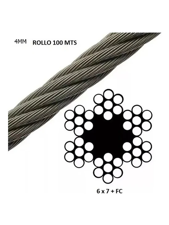 Piola O Cable De Acero 4mm Rollo 100 Mts Galvanizado  2