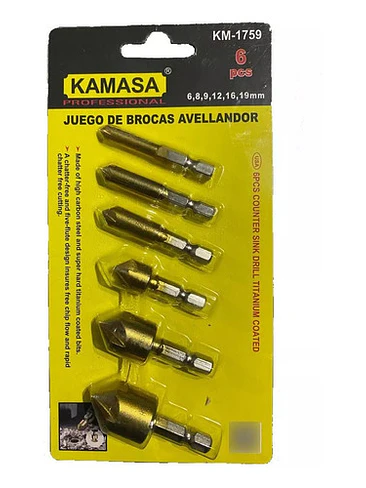 Set De 6 Avellanadores Para Metal 6, 8, 9, 12, 16 Y 19 Mm 1
