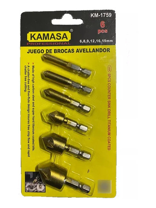 Set De 6 Avellanadores Para Metal 6, 8, 9, 12, 16 Y 19 Mm 1