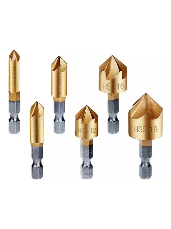 Set De 6 Avellanadores Para Metal 6, 8, 9, 12, 16 Y 19 Mm 2