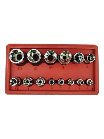 Kit Set Juego De Dados Torx Estrella Hembra 14 Piezas 2