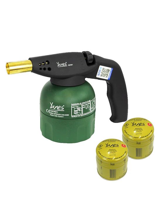 Soplete A Gas Metalico Yanes Prof 200 Plus Con 2 Cartuchos 1