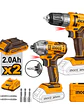 Kit  Atornillador Impacto Y Taladro Inalámbrico Ingco 20v - Miniatura 2