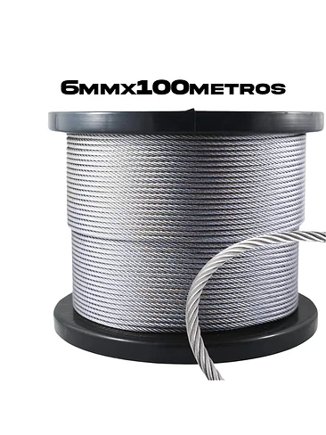 Piola Cable Acero Galvanizado 6 Mm 100 Metros 1