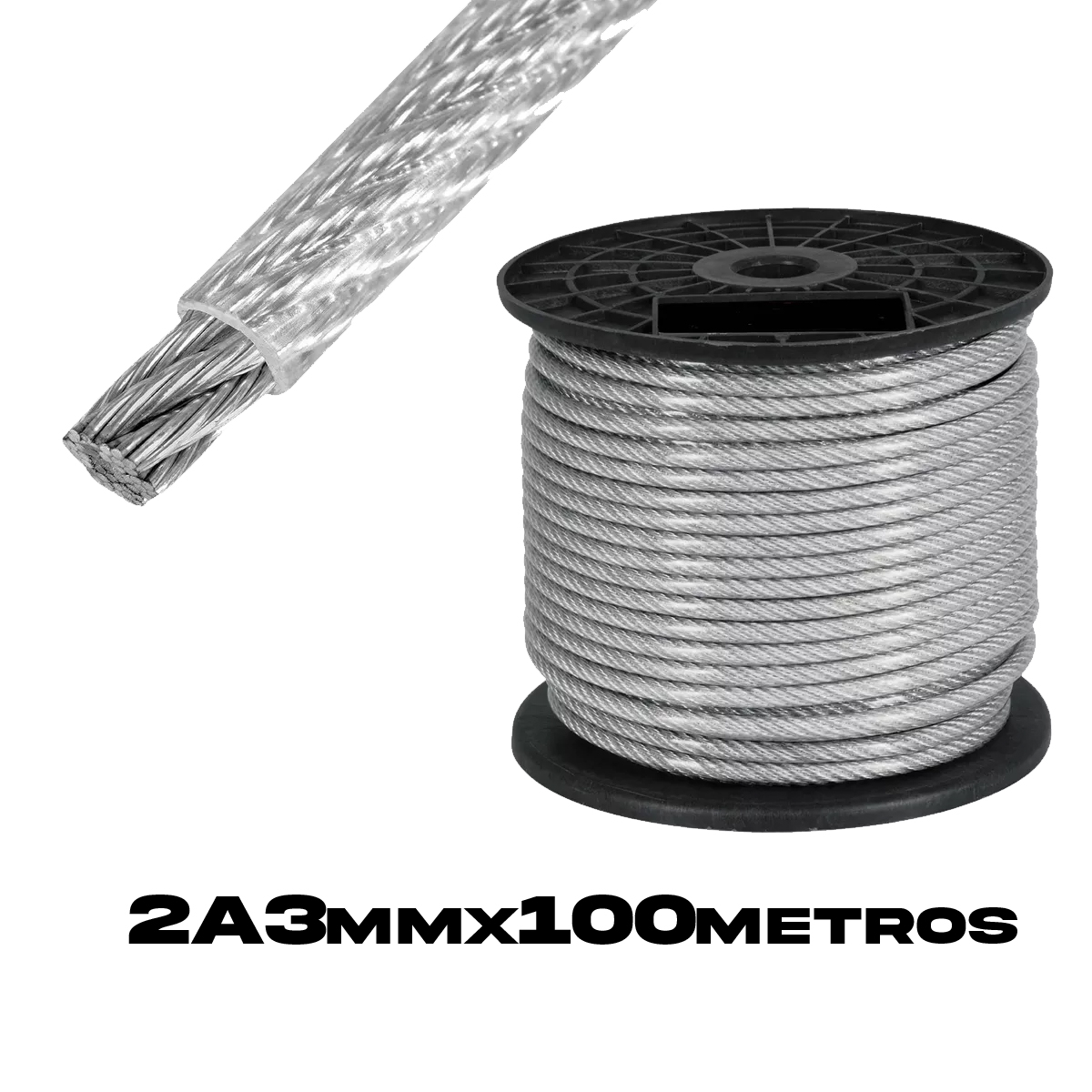 Piola O Cable De Acero 2 A 3 Mm Forrado Pvc Rollo 100 Mts