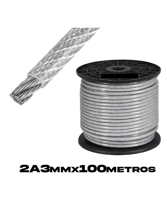 Piola O Cable De Acero 2 A 3 Mm Forrado Pvc Rollo 100 Mts 1
