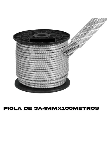 Piola Cable De Acero 3 A 4 Mm Forrado Pvc 100 Metros 1