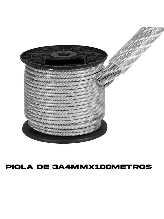 Piola Cable De Acero 3 A 4 Mm Forrado Pvc 100 Metros 1