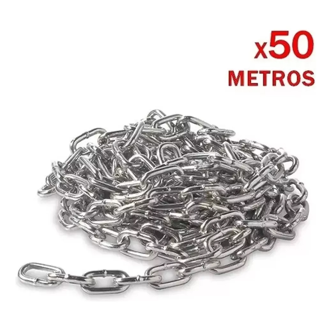 Cadena Galvanizada Eslabon Corto 3 Mm 50 Metros 2
