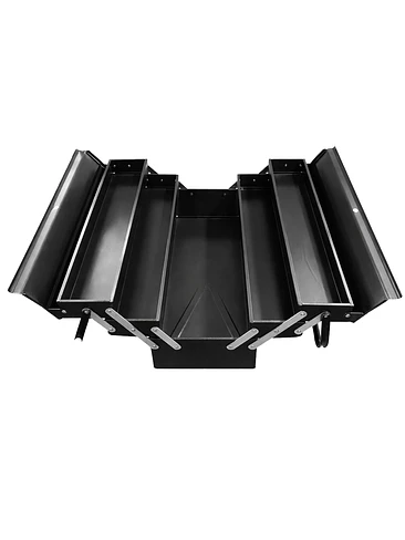 Caja Herramienta Articulada Metálica 3 Niveles 5 Divisiones Negra 2