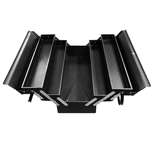 Caja Herramienta Articulada Metálica 3 Niveles 5 Divisiones Negra