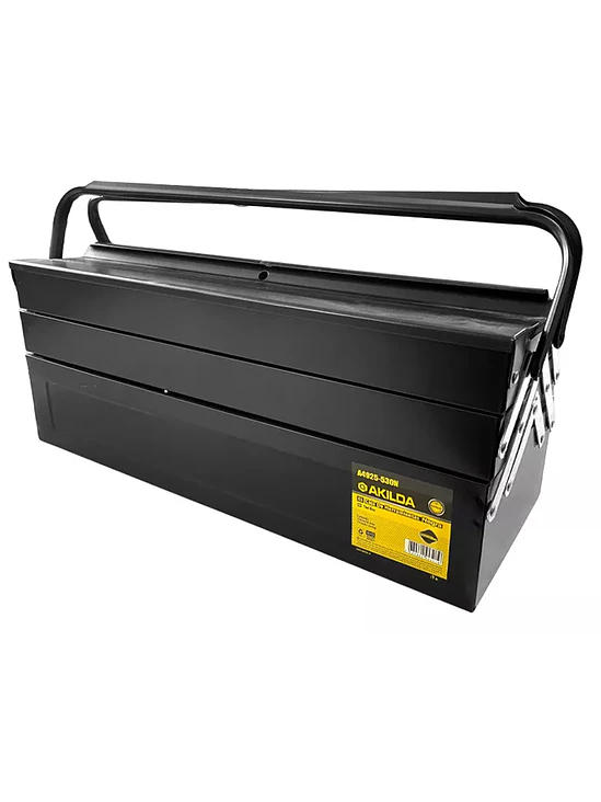 Caja Herramienta Articulada Metálica 3 Niveles 5 Divisiones Negra 1