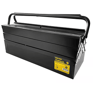 Caja Herramienta Articulada Metálica 3 Niveles 5 Divisiones Negra