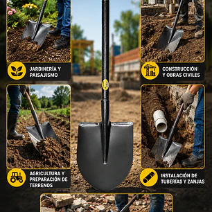 Pala de Punta Huevo 230x1000mm Mango Acero