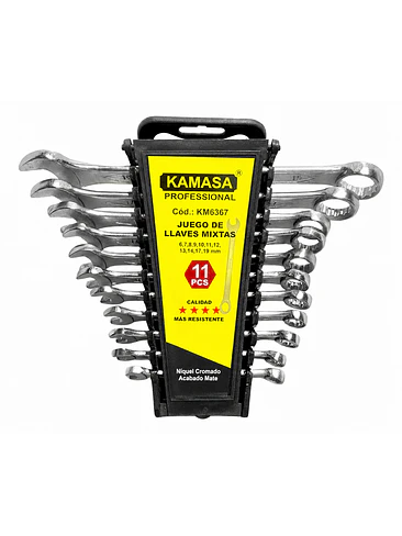 Juego de Llaves Mixtas Punta Corona Kamasa 11 Piezas Cr-V Profesional 1