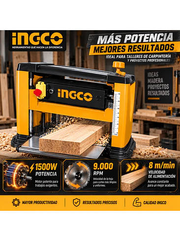 Cepilladora de Banco INGCO 1500W para Madera 4