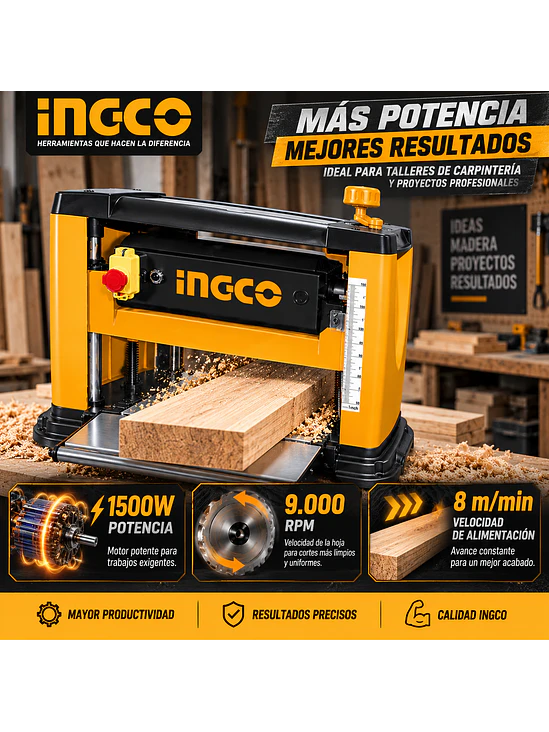 Cepilladora de Banco INGCO 1500W para Madera 4