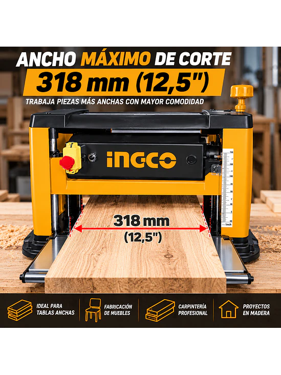 Cepilladora de Banco INGCO 1500W para Madera 5