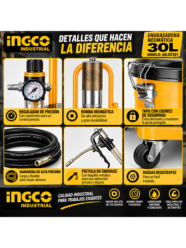 Engrasadora Neumática Industrial 30L AGL02301 | Grasera 3