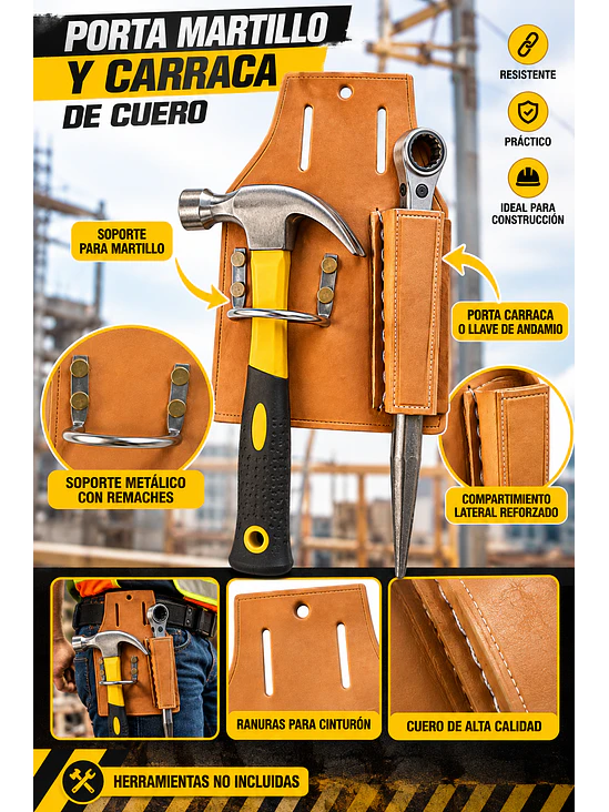 Porta Martillo y Carraca de Cuero para Cinturón 3