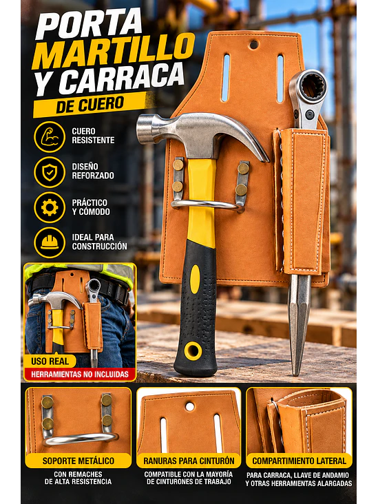 Porta Martillo y Carraca de Cuero para Cinturón 4