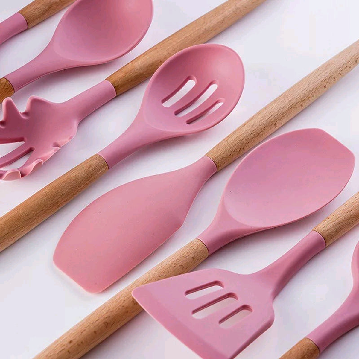 Juego Utensilios Para Cocina De Silicona Bambú