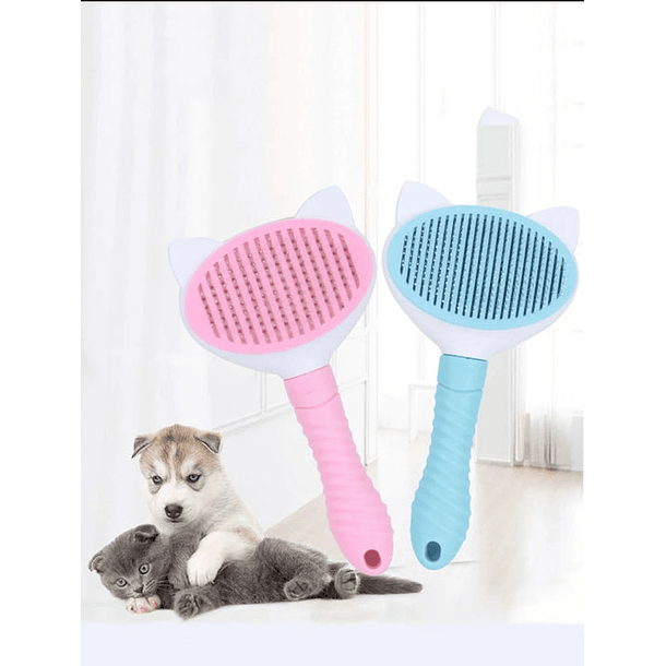 Cepillo Con Boton Quita Pelos Y Antiestrés Para Mascotas