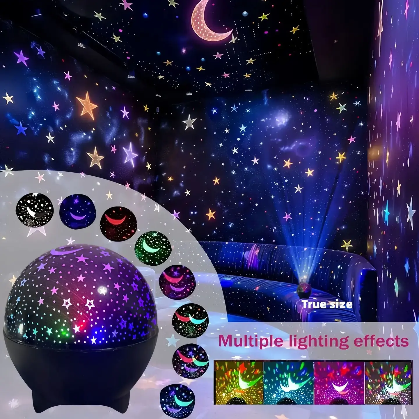 RGB Night Lights LED Projector Light Starry Moon Galaxy Projection Lamp 5V USB for Kids Present Christmas Gift Room Decorations 2