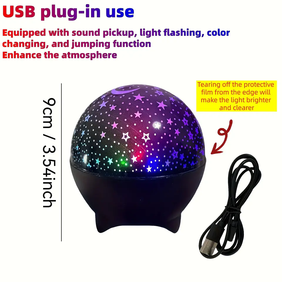 RGB Night Lights LED Projector Light Starry Moon Galaxy Projection Lamp 5V USB for Kids Present Christmas Gift Room Decorations 7