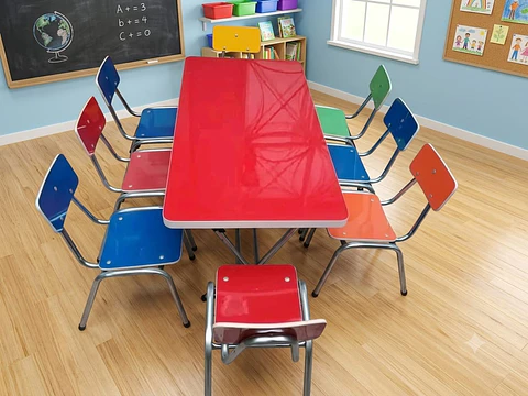 Juego de mesa infantil blanca+ 8 sillas 