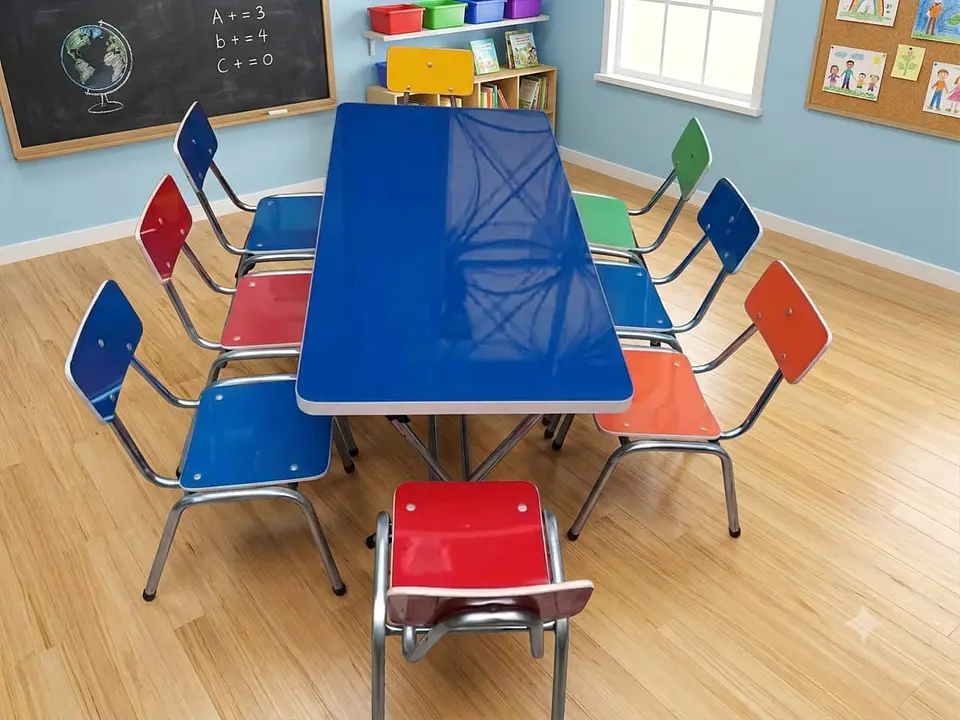 Juego de mesa infantil naranja+ 8 sillas  4