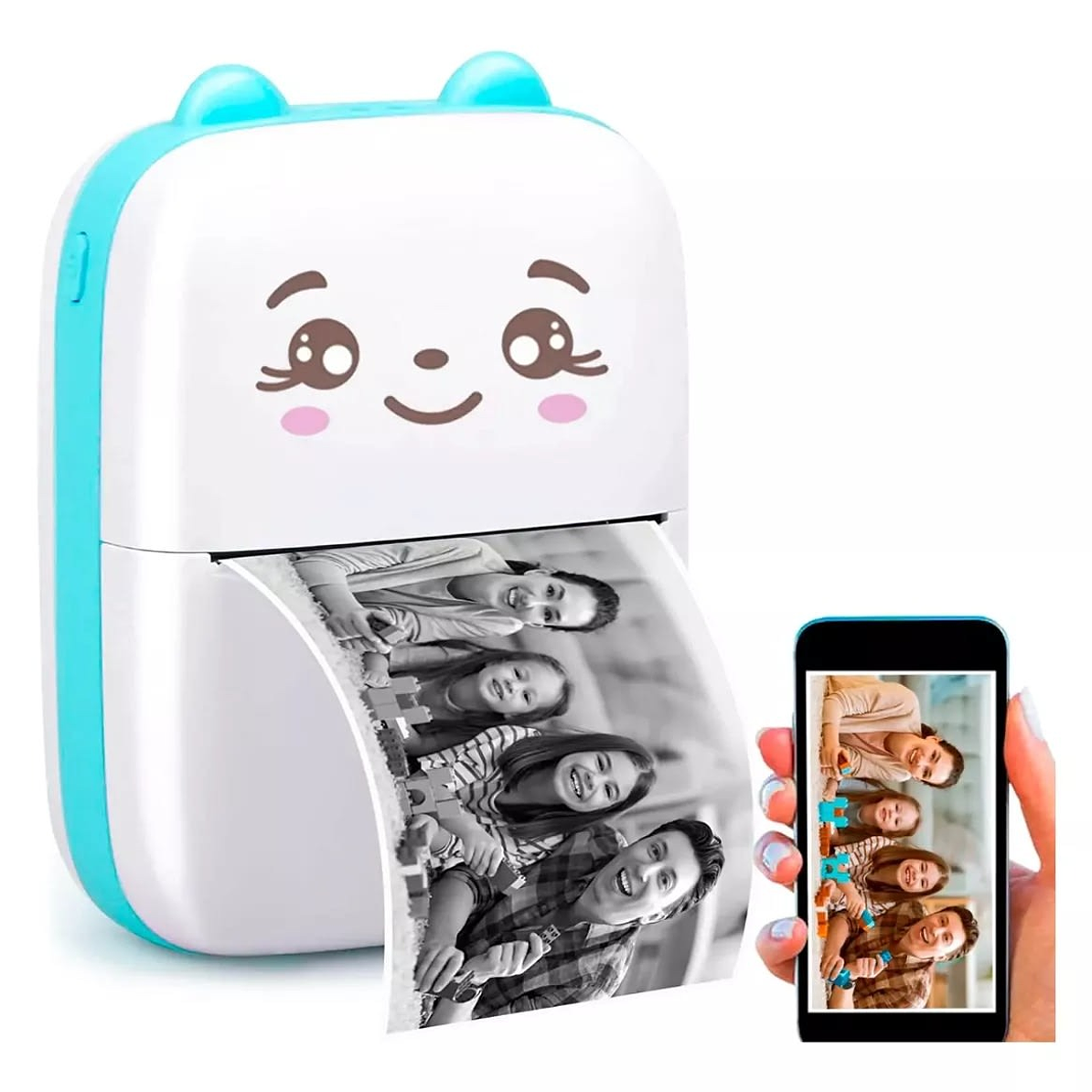 Mini Impresora Portátil Térmica Blanco y Negro BT Recargable 1