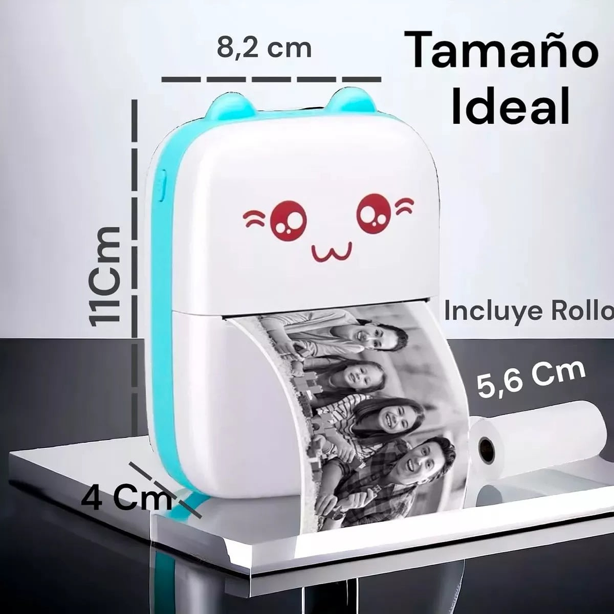 Mini Impresora Portátil Térmica Blanco y Negro BT Recargable 5