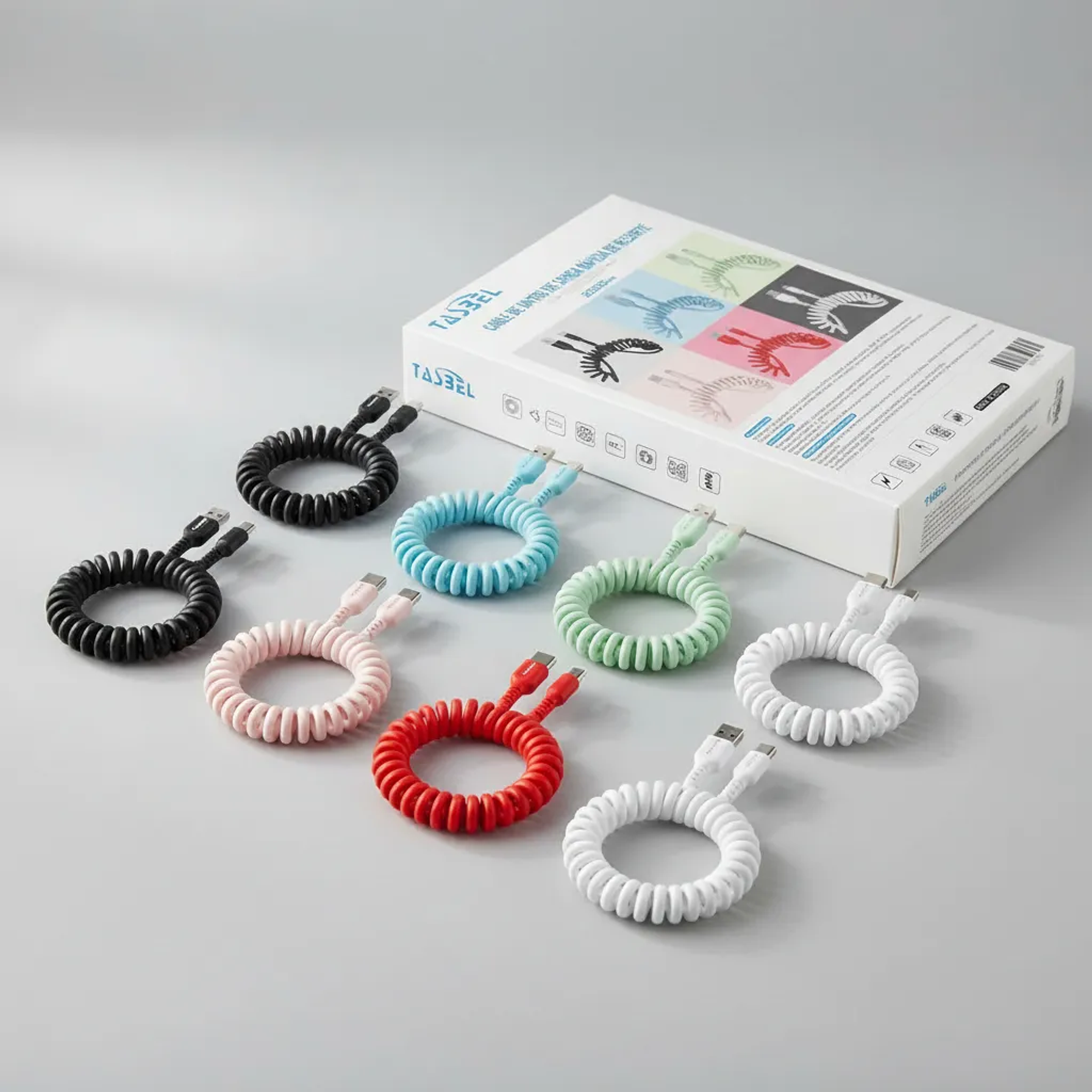 Cable Carga Rapida Usb a Tipo C Resorte / Espiral Tasbel 1