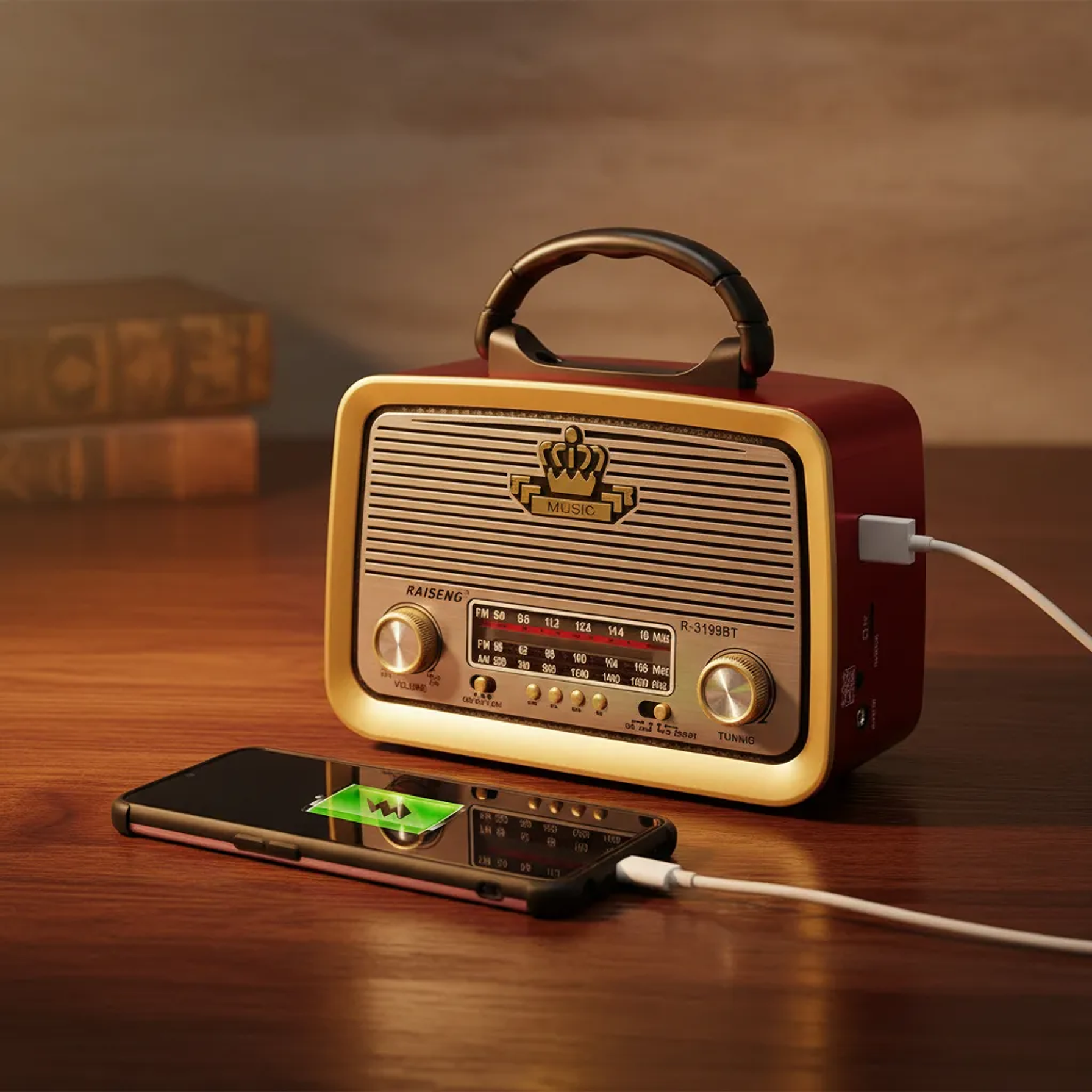 Radio Portatil Mp3 Sd Usb Fm Am Vintage Bluetooth Recargable 3