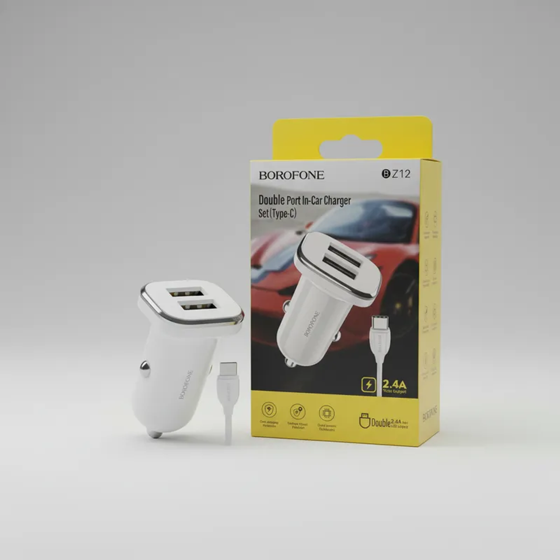 Cargador + Cable Tipo C Para Auto BZ12 Borofone 1